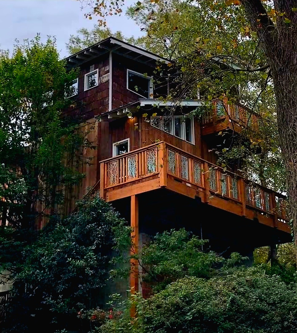 Custom treehouse creative build nestled among trees